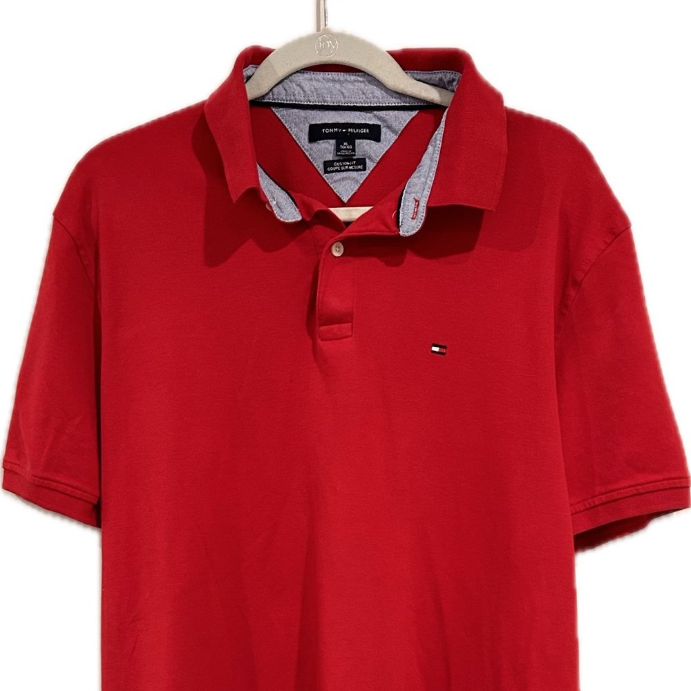 Tommy Hilfiger Mens Red Custom Fit Polo Shirt - XL